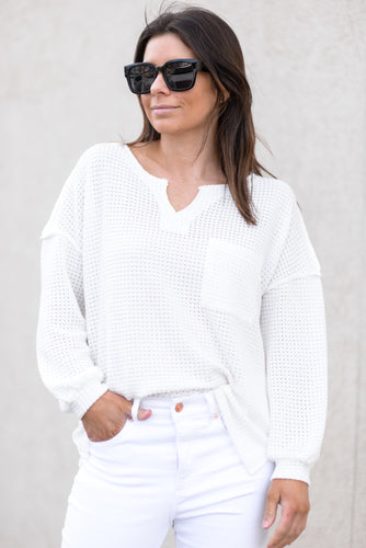 Ivory L/S Top V-neck