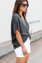 Load image into Gallery viewer, Washed Black Twist Front Top