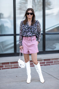 Dreamer city shorts with faux leather belt - mauve
