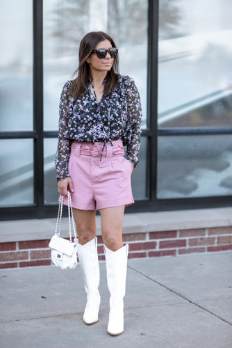 Dreamer city shorts with faux leather belt - mauve
