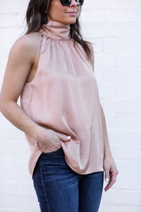 Champagne Satin Halter Top