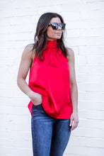 Load image into Gallery viewer, Red Satin Halter Top
