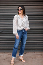 Load image into Gallery viewer, Floral print ruffle neck blouse