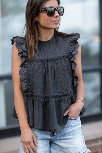 Woven lace trim tank top