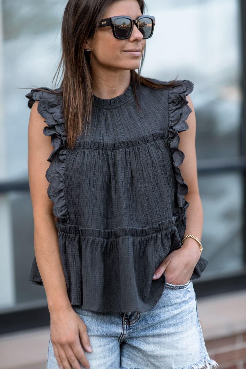 Woven lace trim tank top