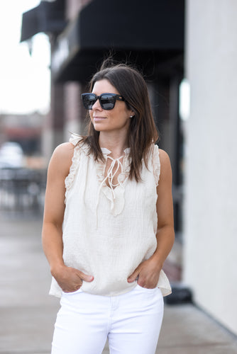 Egg white v-neck top