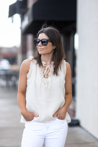 Egg white v-neck top