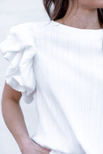 Load image into Gallery viewer, White Ruffle Sleeve Top