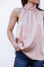 Load image into Gallery viewer, Champagne Satin Halter Top