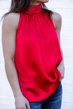 Load image into Gallery viewer, Red Satin Halter Top