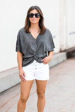 Load image into Gallery viewer, Washed Black Twist Front Top